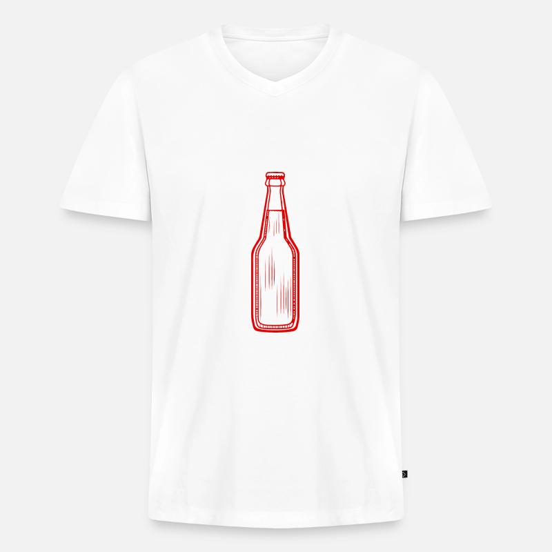 Bierflasche Bier Symbol - Männer Premium Bio T-Shirt mit V-Ausschnitt - Weiß