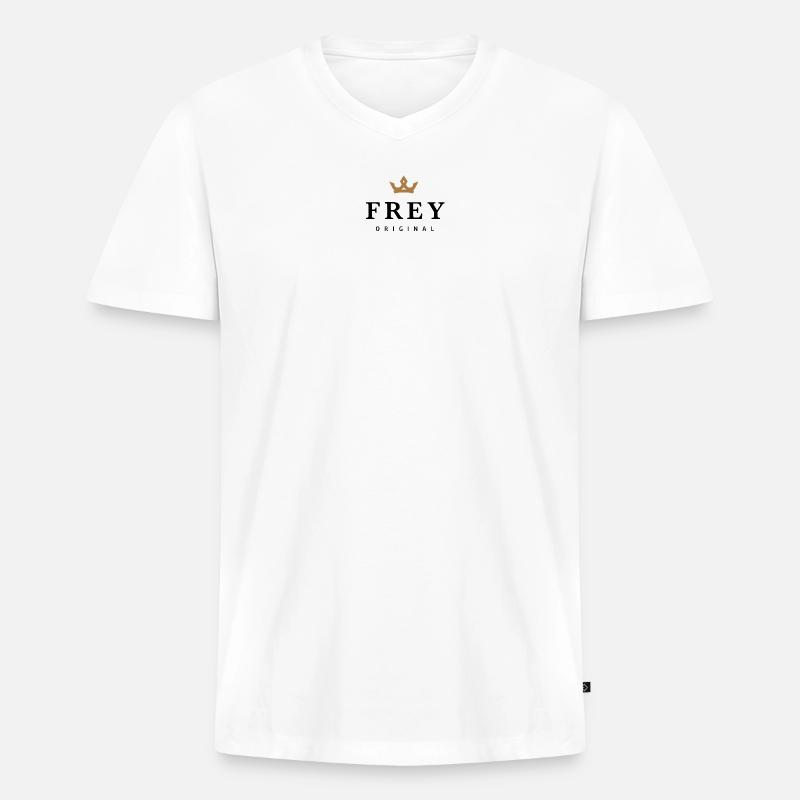 Frey - Männer Premium Bio T-Shirt mit V-Ausschnitt - Weiß