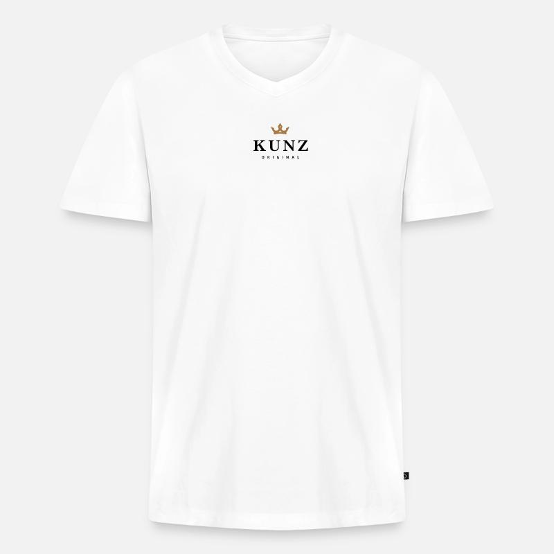 Kunz - Männer Premium Bio T-Shirt mit V-Ausschnitt - Weiß