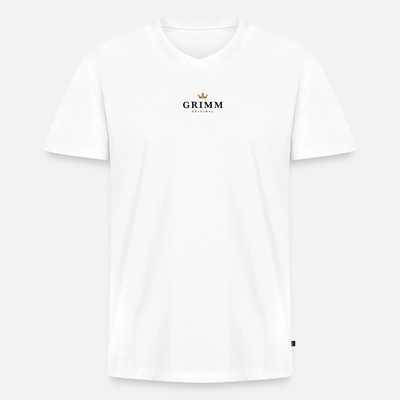 Grimm - Männer Premium Bio T-Shirt mit V-Ausschnitt - Weiß