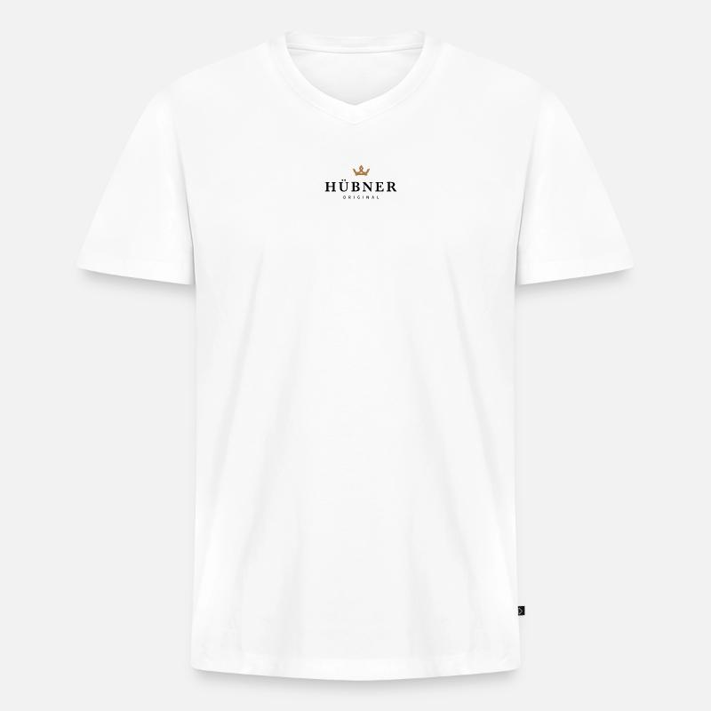 Hübner - Männer Premium Bio T-Shirt mit V-Ausschnitt - Weiß