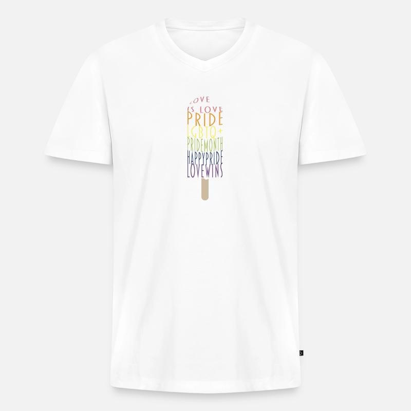 Pride Eis - Männer Premium Bio T-Shirt mit V-Ausschnitt - Weiß