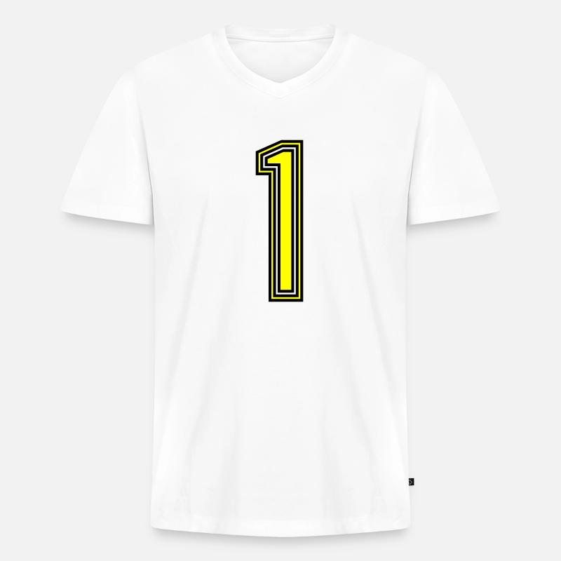 1 - Männer Premium Bio T-Shirt mit V-Ausschnitt - Weiß