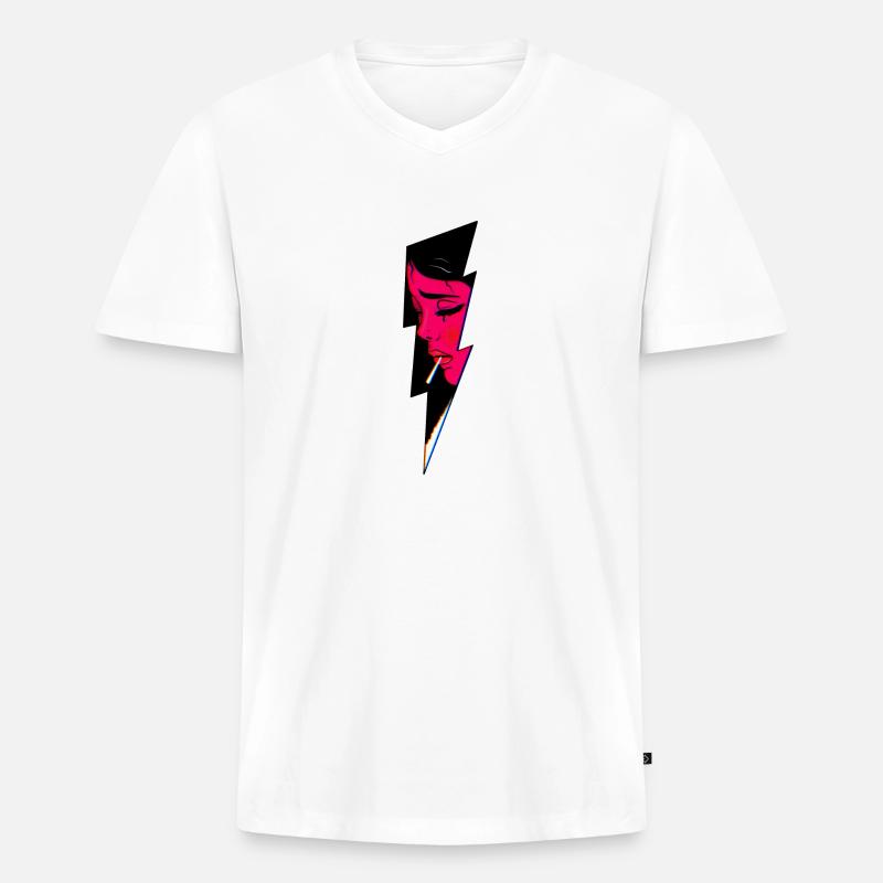 Depression mit Kippe - Männer Premium Bio T-Shirt mit V-Ausschnitt - Weiß