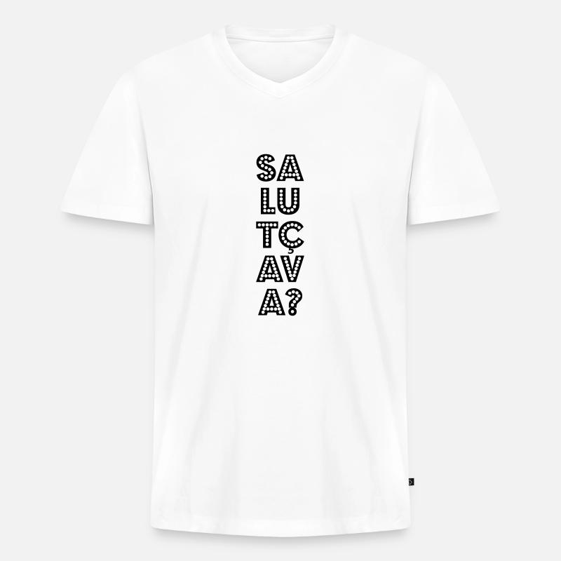 Salut, ça va? - Männer Premium Bio T-Shirt mit V-Ausschnitt - Weiß