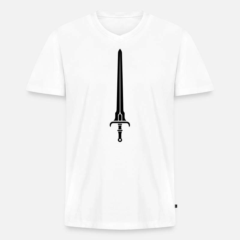 Schwert - Männer Premium Bio T-Shirt mit V-Ausschnitt - Weiß