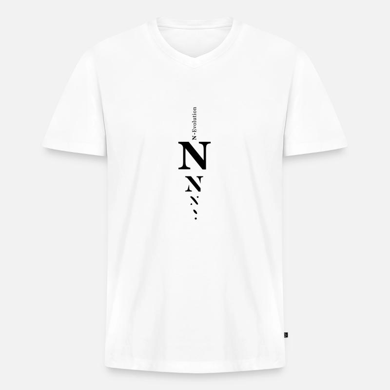 N - Männer Premium Bio T-Shirt mit V-Ausschnitt - Weiß