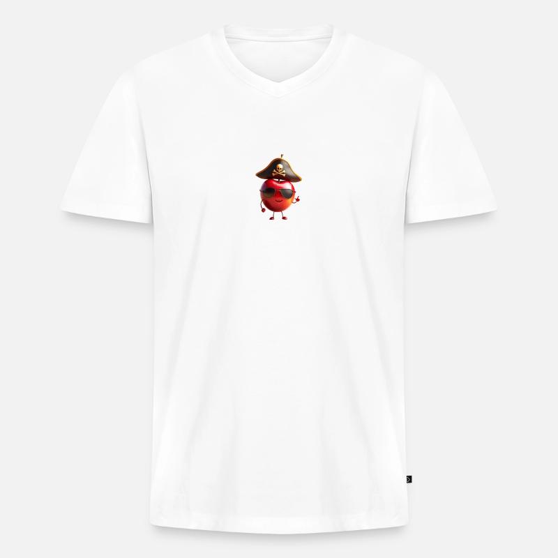 KIRSCHE - Männer Premium Bio T-Shirt mit V-Ausschnitt - Weiß