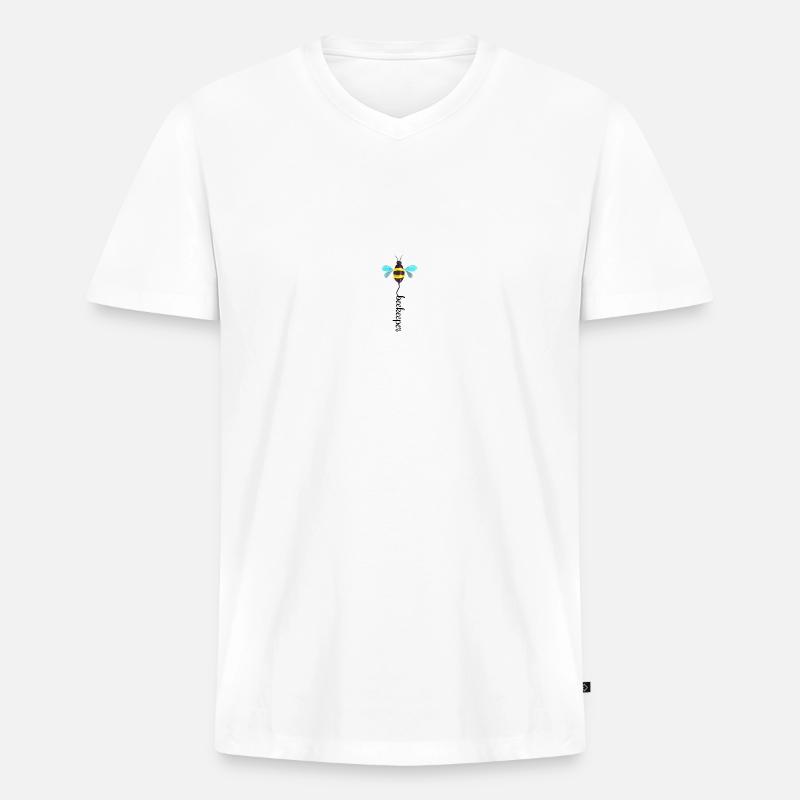 Bee Beekeeper - Männer Premium Bio T-Shirt mit V-Ausschnitt - Weiß