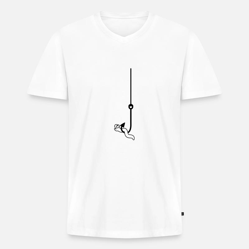 Worm On The Hook - Männer Premium Bio T-Shirt mit V-Ausschnitt - Weiß