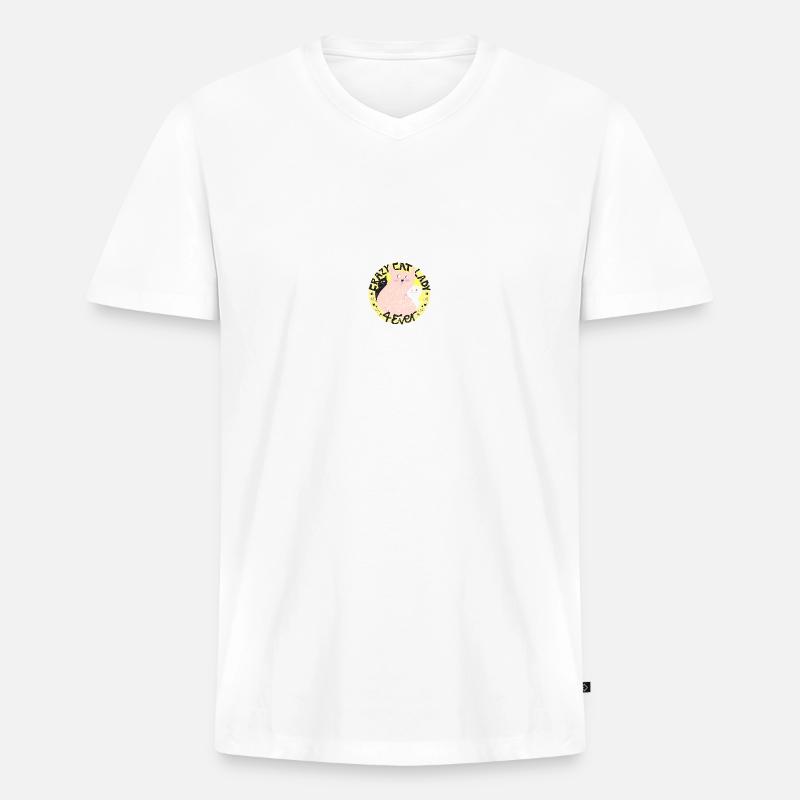 Katze - Männer Premium Bio T-Shirt mit V-Ausschnitt - Weiß