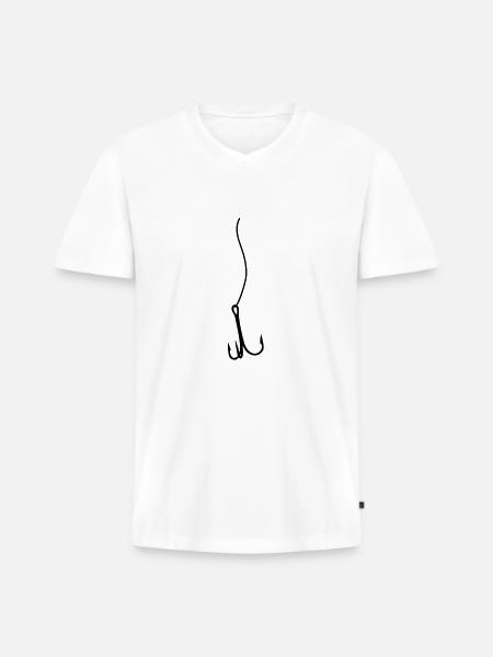 Angelhaken Angeln - Männer Premium Bio T-Shirt mit V-Ausschnitt - Weiß