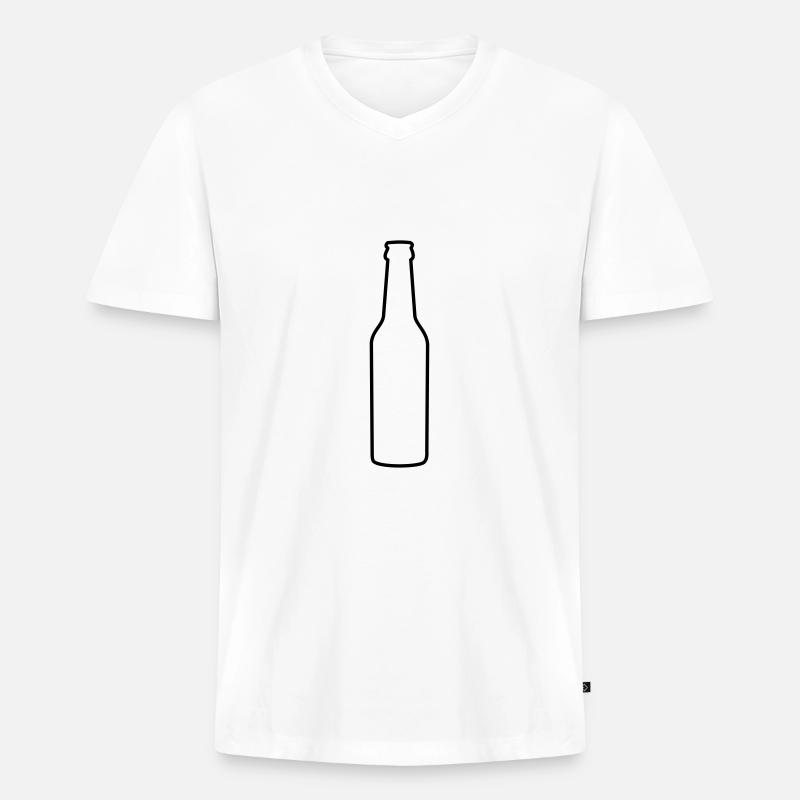 Eine Bierflasche - Männer Premium Bio T-Shirt mit V-Ausschnitt - Weiß