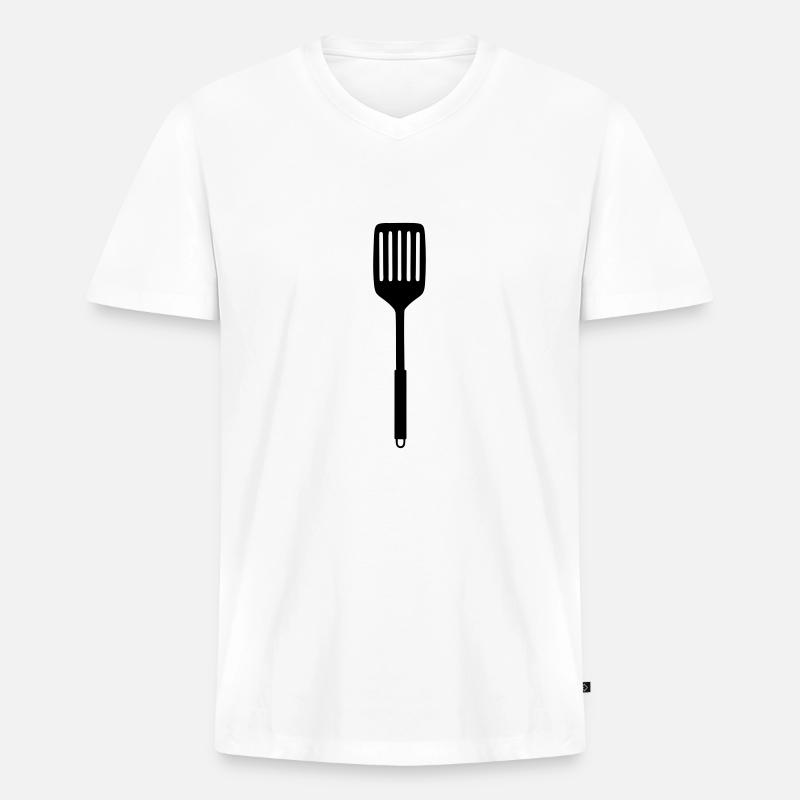 Kochen - Männer Premium Bio T-Shirt mit V-Ausschnitt - Weiß