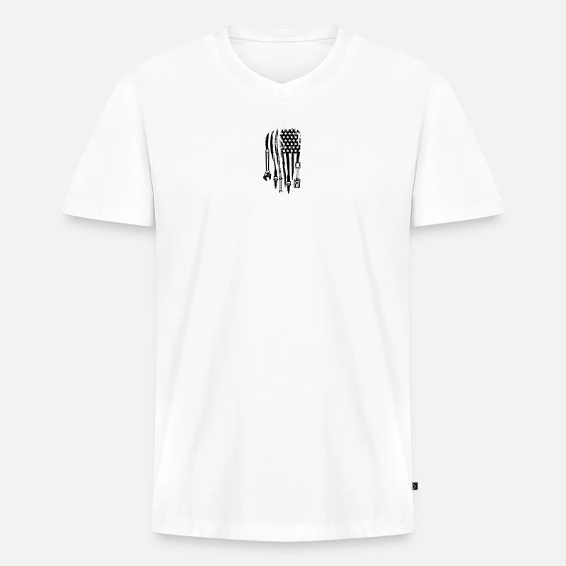 US Car Schrauber - Männer Premium Bio T-Shirt mit V-Ausschnitt - Weiß
