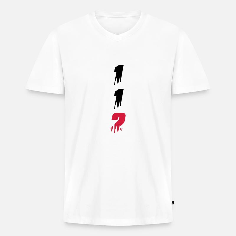 112 - Männer Premium Bio T-Shirt mit V-Ausschnitt - Weiß