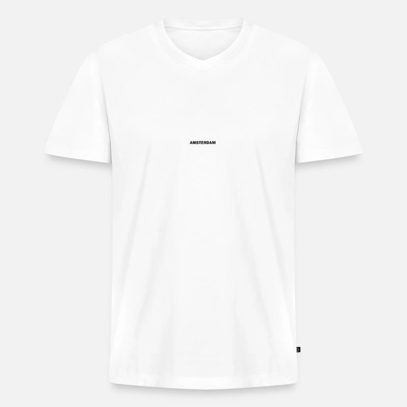 Amsterdam - Minimalistic - Männer Premium Bio T-Shirt mit V-Ausschnitt - Weiß