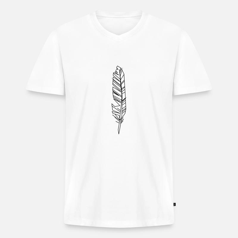 feder - Männer Premium Bio T-Shirt mit V-Ausschnitt - Weiß