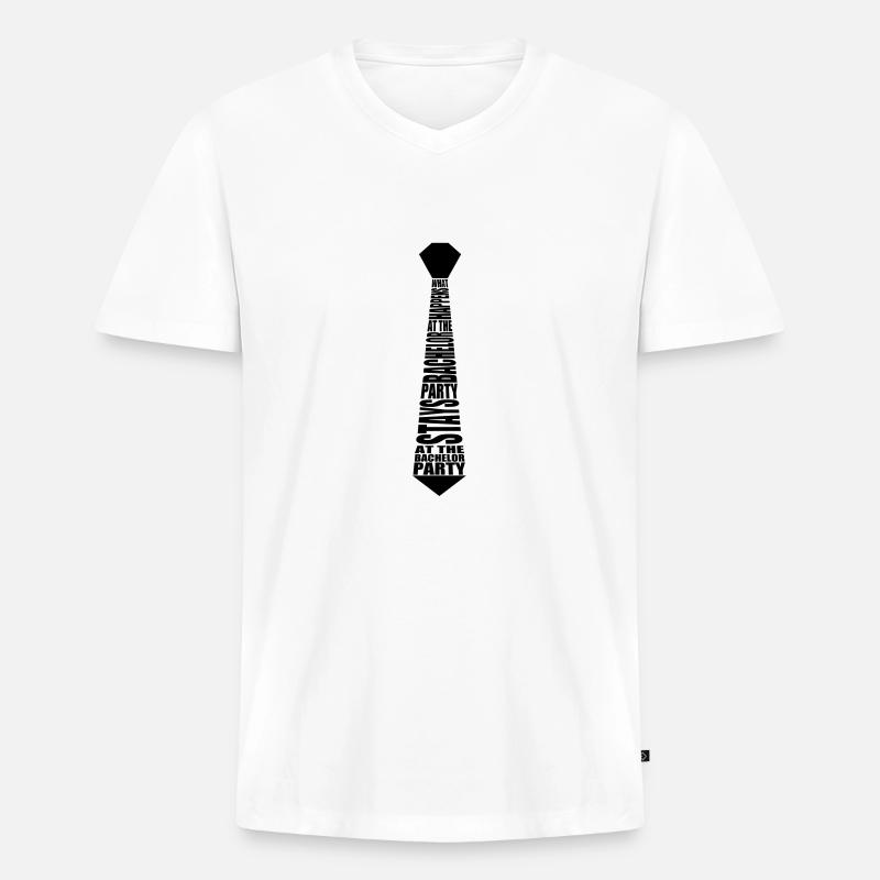 Krawatte Junggesellenabschied - Männer Premium Bio T-Shirt mit V-Ausschnitt - Weiß