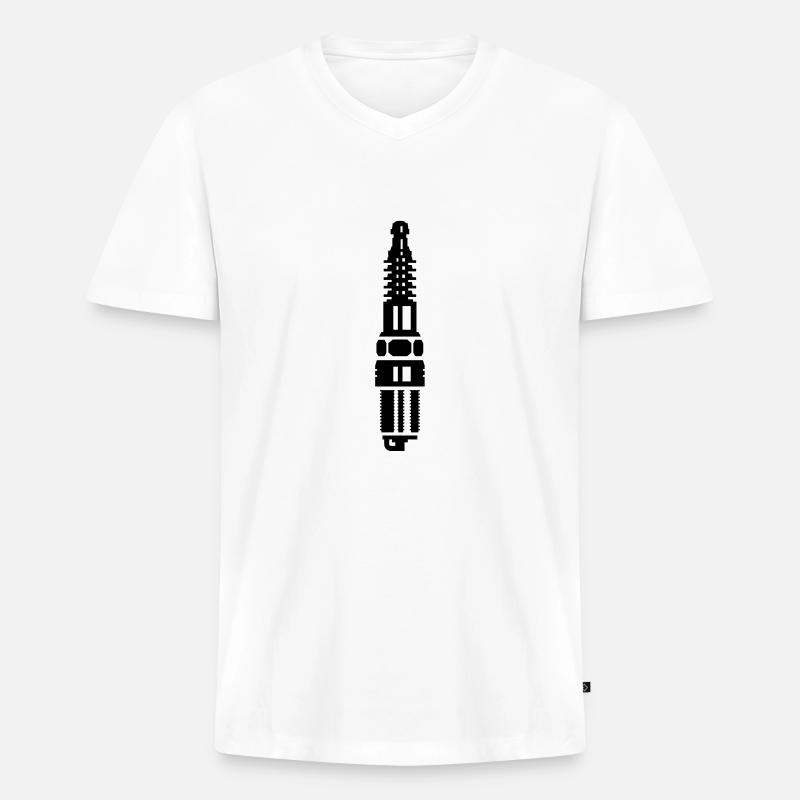 Zündkerze / spark plug (1c) - Männer Premium Bio T-Shirt mit V-Ausschnitt - Weiß