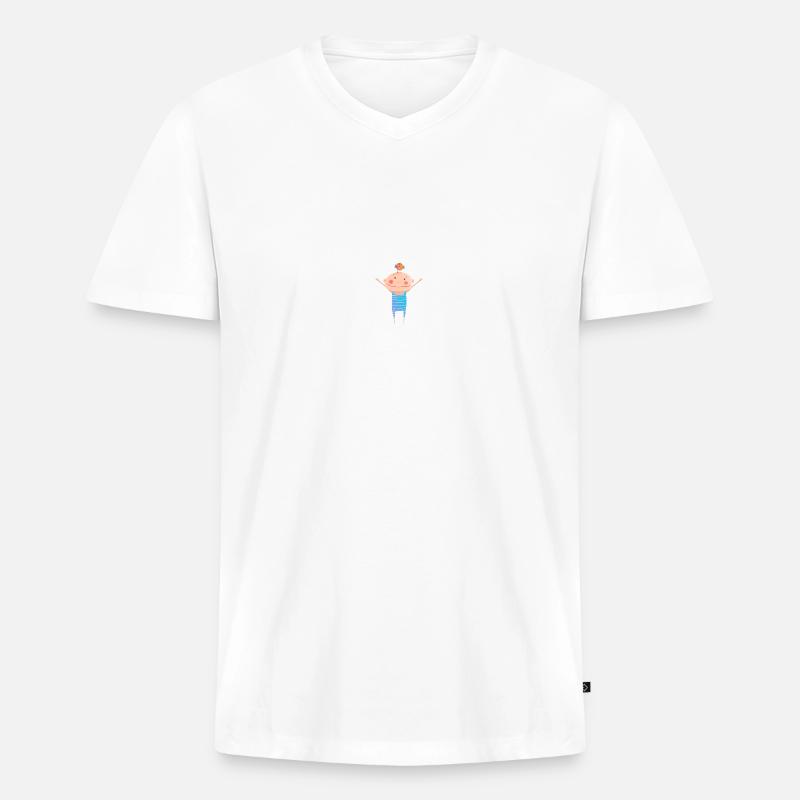 Vogel - Männer Premium Bio T-Shirt mit V-Ausschnitt - Weiß