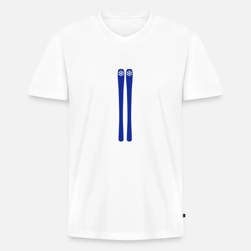 Ski - Männer Premium Bio T-Shirt mit V-Ausschnitt - Weiß