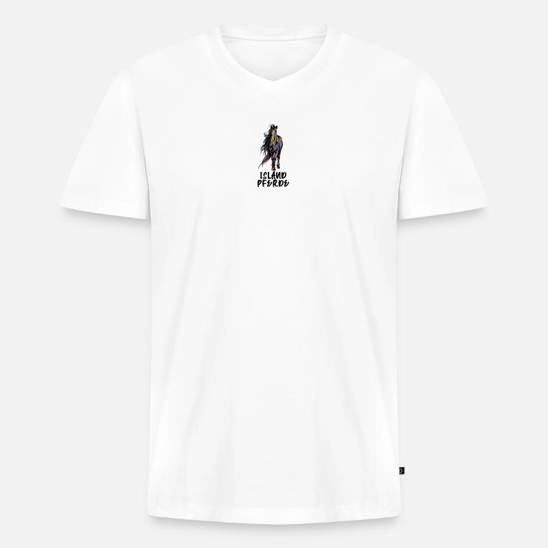 Cool Isländer Pferde Statement Islandpferde - Männer Premium Bio T-Shirt mit V-Ausschnitt - Weiß