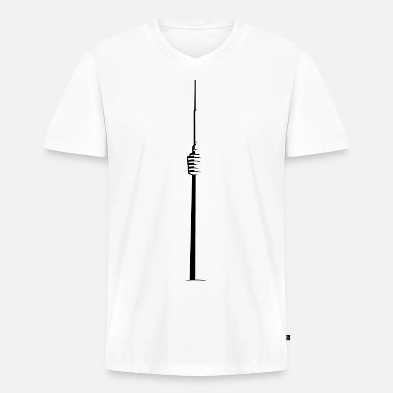 Fernsehturm#21 - Männer Premium Bio T-Shirt mit V-Ausschnitt - Weiß