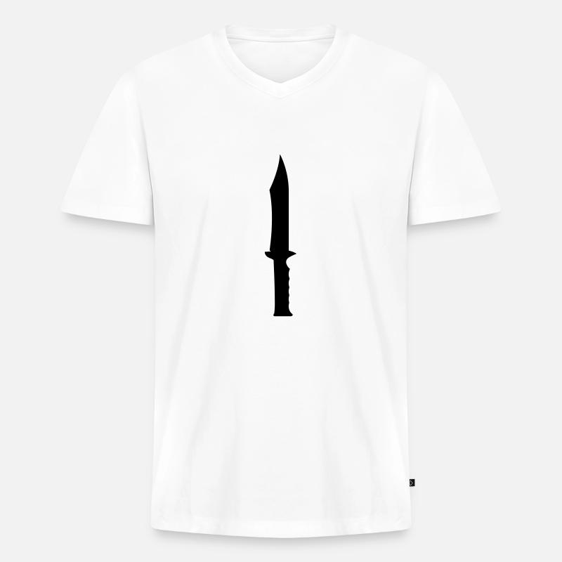 Messer 2 - Männer Premium Bio T-Shirt mit V-Ausschnitt - Weiß