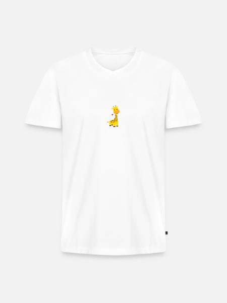 Giraffe - Men's Premium Organic T-shirt with V-neck - white