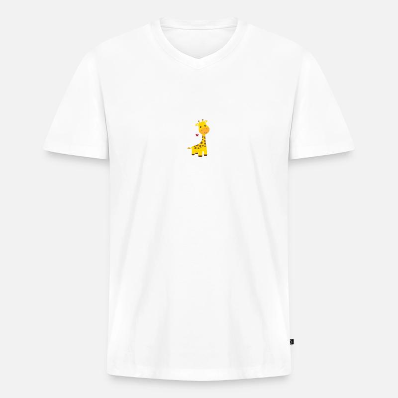 Giraffe - Men's Premium Organic T-shirt with V-neck - white