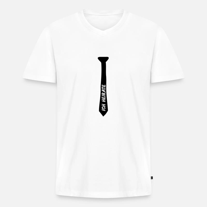 krawatte_ich_heirate_01 - Männer Premium Bio T-Shirt mit V-Ausschnitt - Weiß