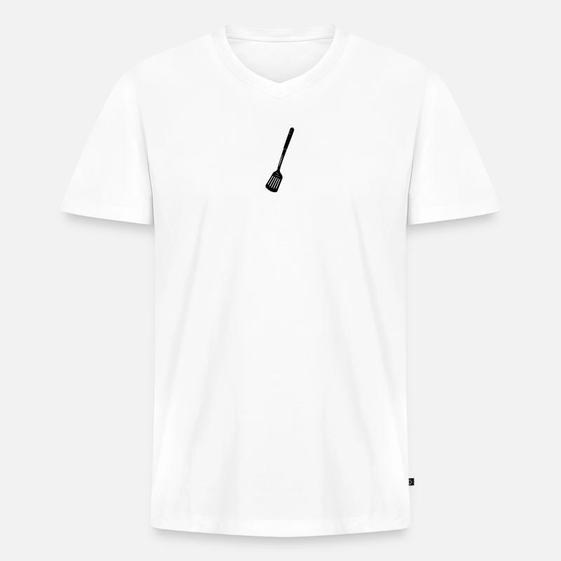 Küchenutensilien Fritteuse oder Backlöffel - Männer Premium Bio T-Shirt mit V-Ausschnitt - Weiß