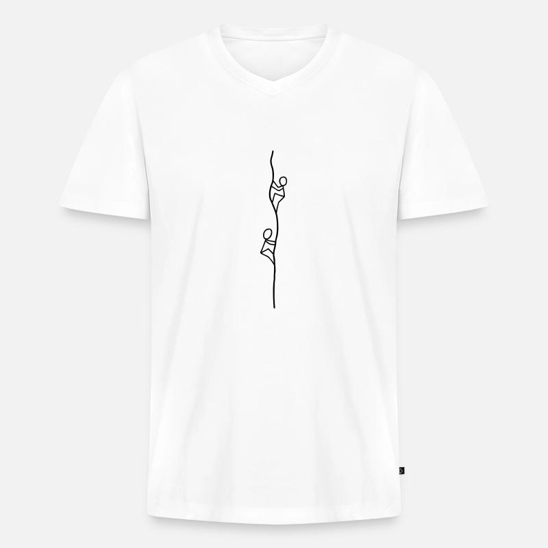 Zwei Kletterer - Männer Premium Bio T-Shirt mit V-Ausschnitt - Weiß