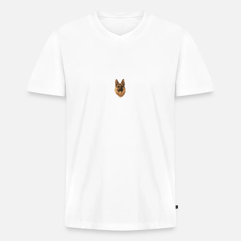 Hund - Männer Premium Bio T-Shirt mit V-Ausschnitt - Weiß