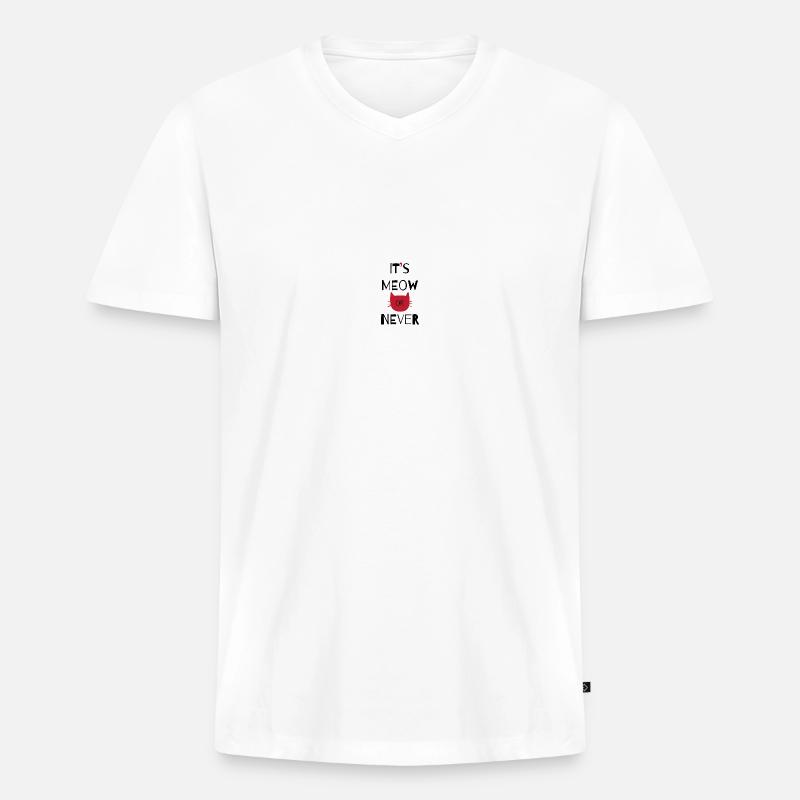 Katze - Männer Premium Bio T-Shirt mit V-Ausschnitt - Weiß