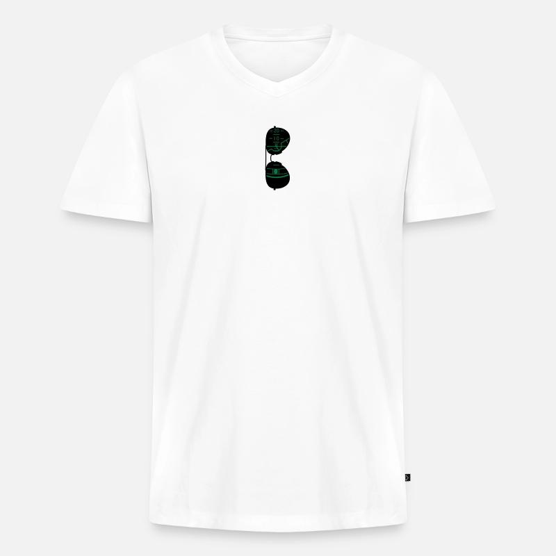 Pilotenbrille - Männer Premium Bio T-Shirt mit V-Ausschnitt - Weiß