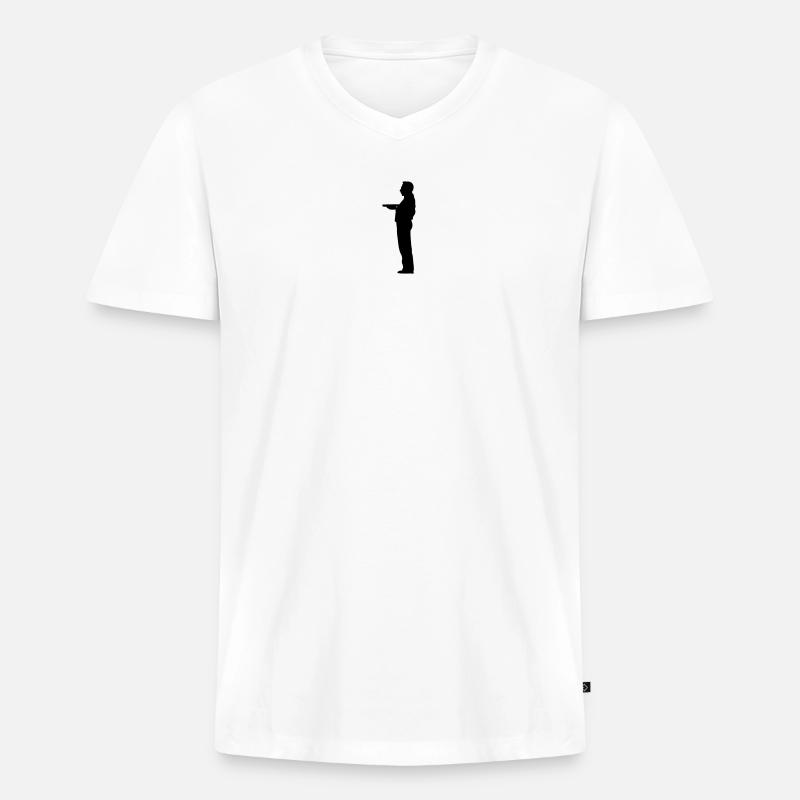 Kellner Butler Schattenfigur - Männer Premium Bio T-Shirt mit V-Ausschnitt - Weiß
