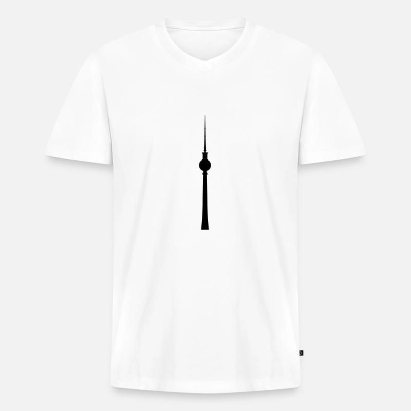 Fernsehturm Berlin - Männer Premium Bio T-Shirt mit V-Ausschnitt - Weiß