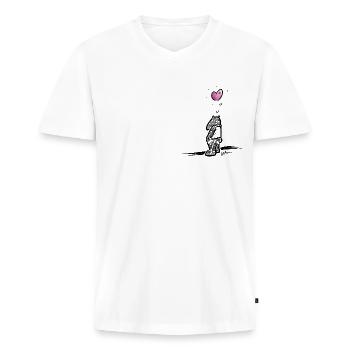 Trauriger Tapir mit Herz für Liebe & Solidarität - Männer Premium Bio T-Shirt mit V-Ausschnitt - Weiß - Vorne - Nico (187cm)