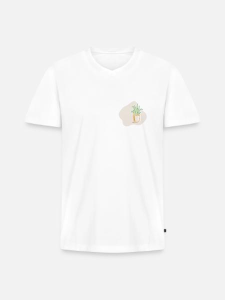 Topfpflanze - Männer Premium Bio T-Shirt mit V-Ausschnitt - Weiß
