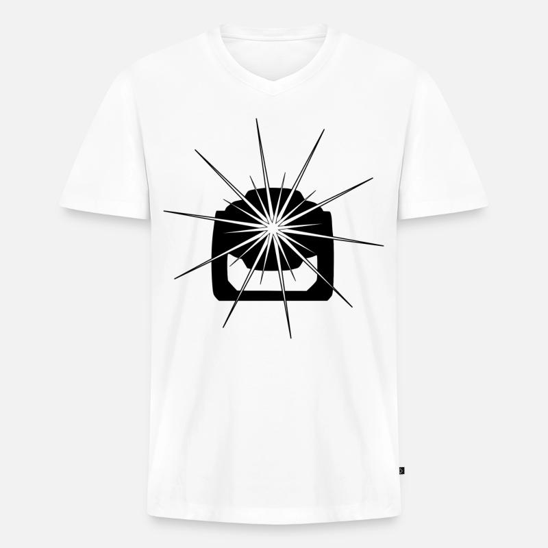 Movinghead in Schwarz - Männer Premium Bio T-Shirt mit V-Ausschnitt - Weiß