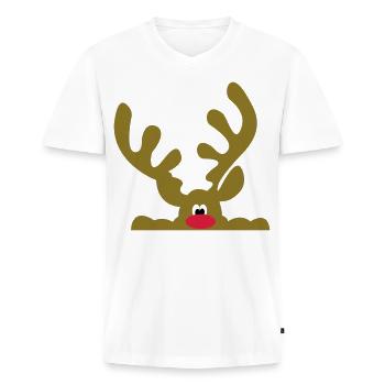 elch - Männer Premium Bio T-Shirt mit V-Ausschnitt - Weiß - Vorne - Nico (187cm)