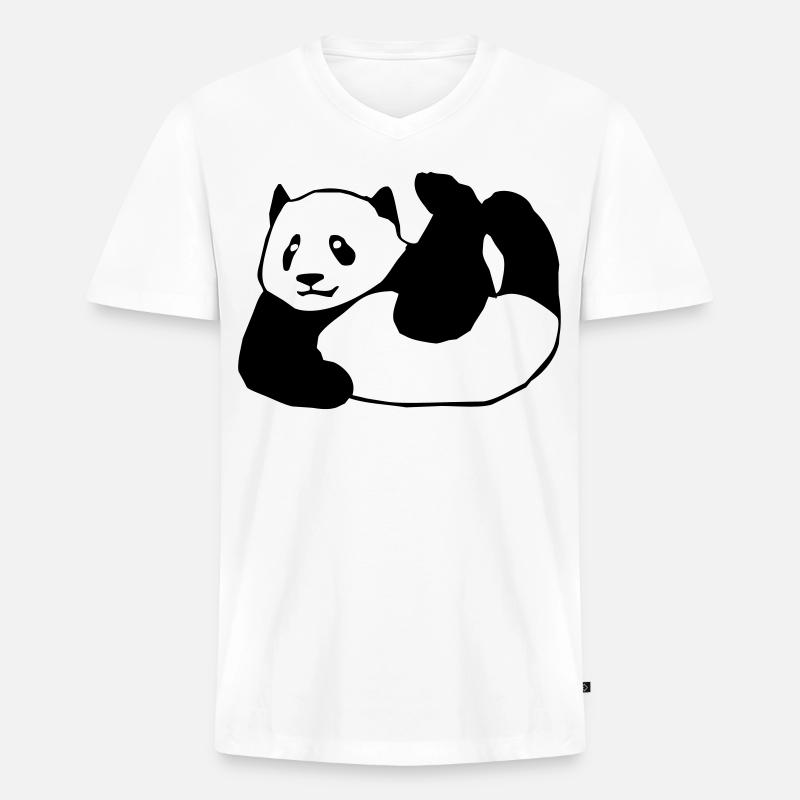 Panda, Bär,Tier, - Männer Premium Bio T-Shirt mit V-Ausschnitt - Weiß
