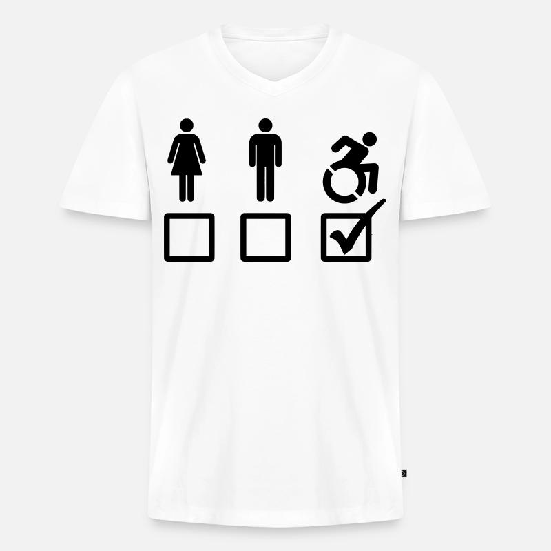 Rollstuhlfahrer ist geeignet # - Männer Premium Bio T-Shirt mit V-Ausschnitt - Weiß