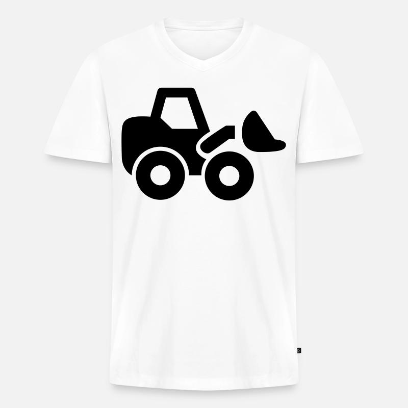 Bagger - Männer Premium Bio T-Shirt mit V-Ausschnitt - Weiß