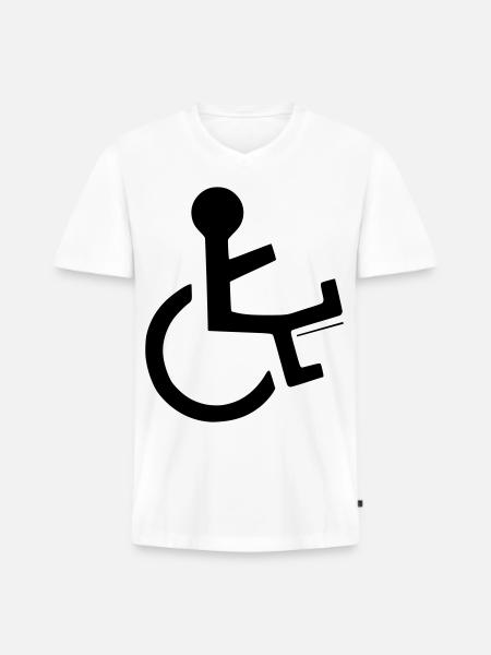Rollstuhlfahrer mit gebrochenem Bein # - Männer Premium Bio T-Shirt mit V-Ausschnitt - Weiß