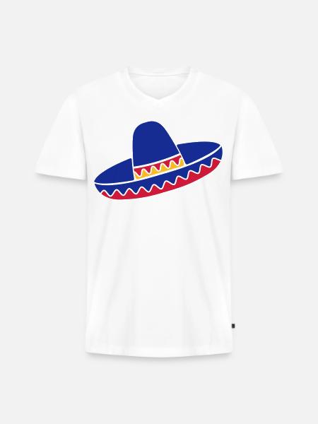 Sombrero Azul de Fiesta - Men's Premium Organic T-shirt with V-neck - white