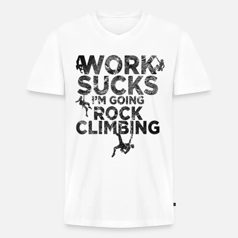 klettern boulder Kletterer klettergurt Geschenk - Männer Premium Bio T-Shirt mit V-Ausschnitt - Weiß