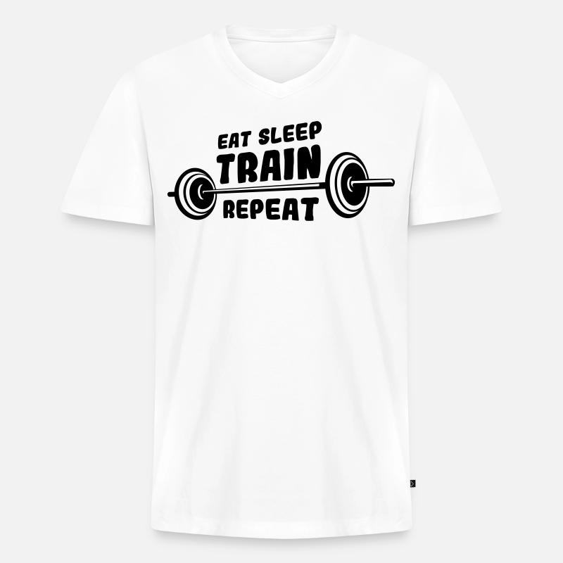 Bodybuilder Spruch - Männer Premium Bio T-Shirt mit V-Ausschnitt - Weiß